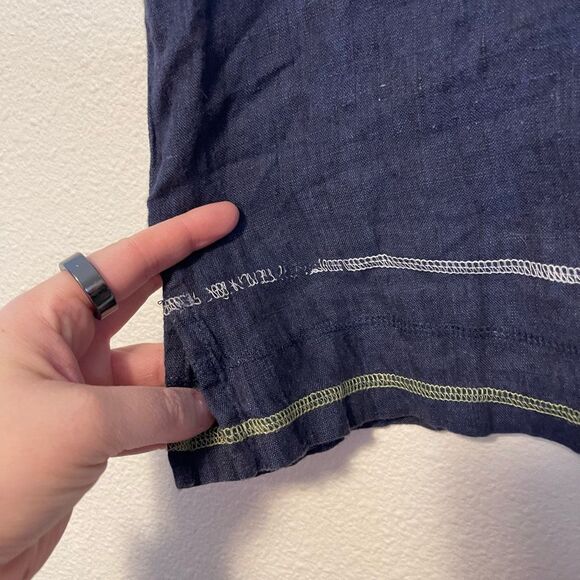 Flax Blue 3 Piece Linen Set - Capris, Tank, Cardigan Size Small - Picture 7 of 16